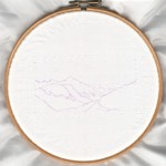 [Pinnacle Ridge line drawing on silk]